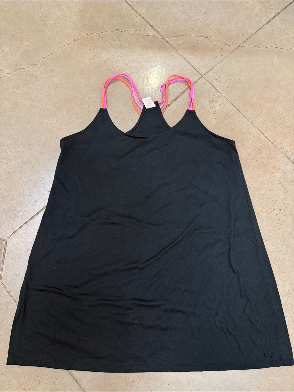 OP Black Tank with Neon Pink and Coral Straps